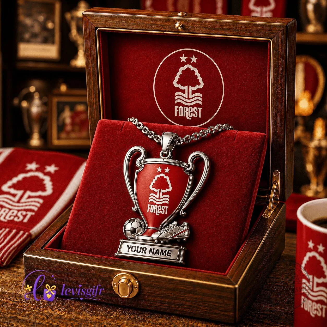 Nottingham Forest Football Club Trophy Necklace Personalized Gift