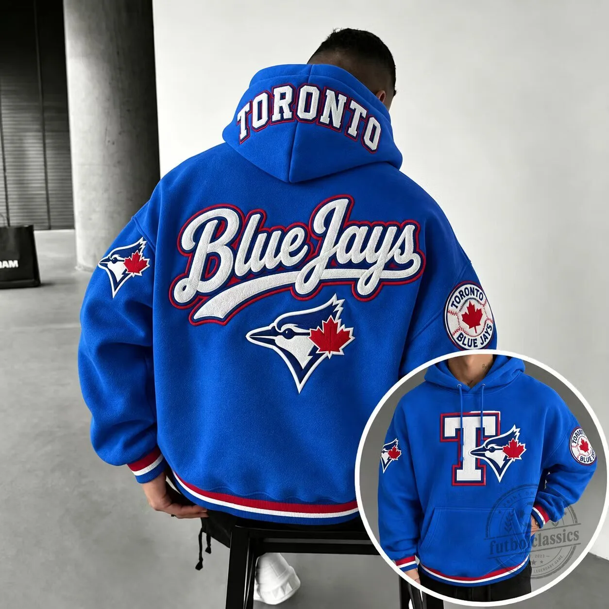 Toronto Blue Jays Embroidered Baseball Team Logo Hoodie