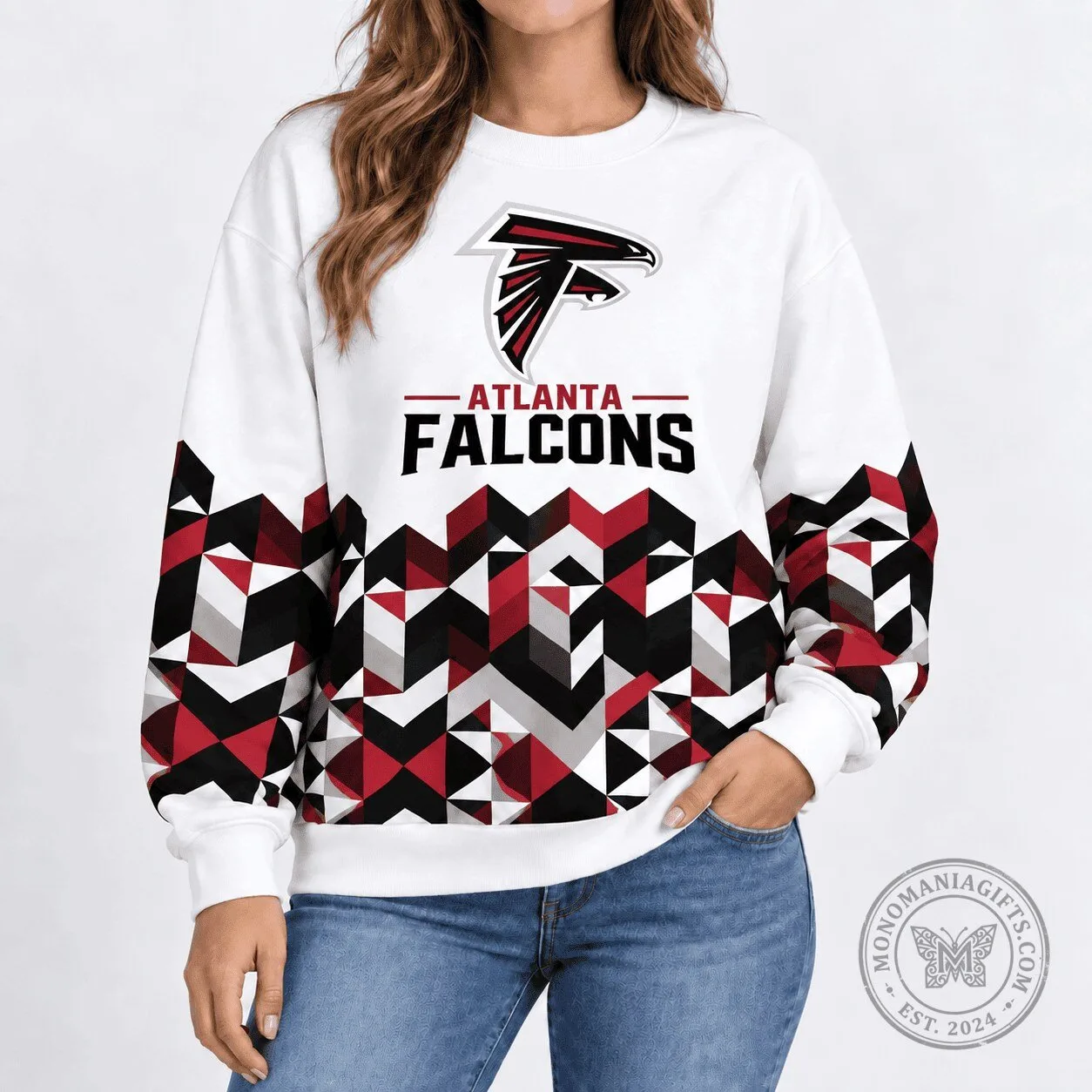 Atlanta Falcons Geometric Chevron Pattern National Football League Sweatshirt