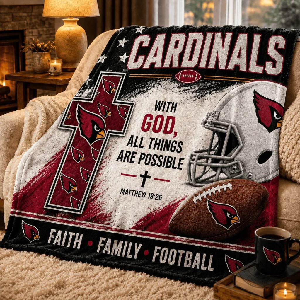 Arizona Cardinals Football Team Faith Family Football Blanket Arizona Cardinals Football Team Faith Family Football Blanket