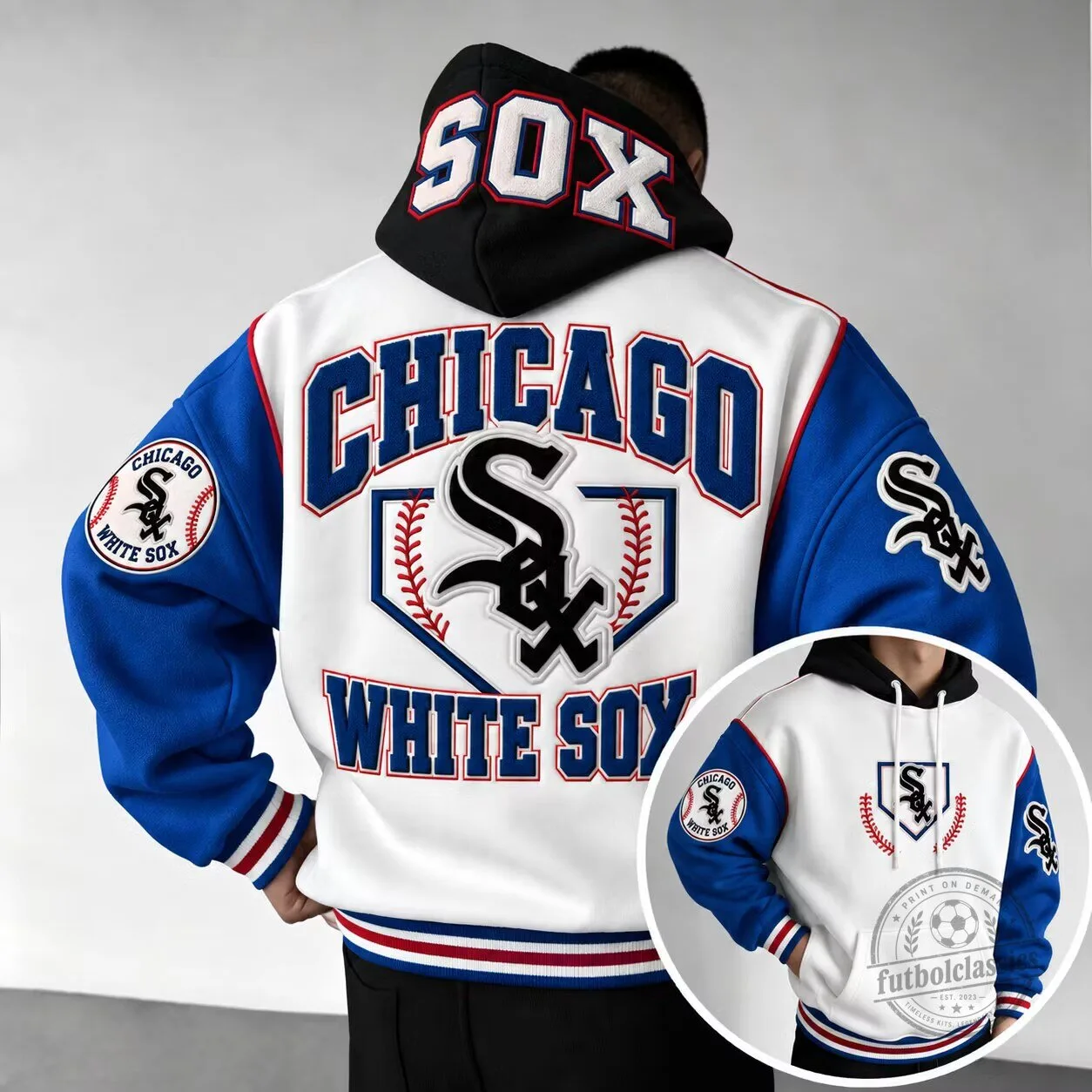 Chicago White Sox Baseball Team Embroidered Hoodie Sweatshirt