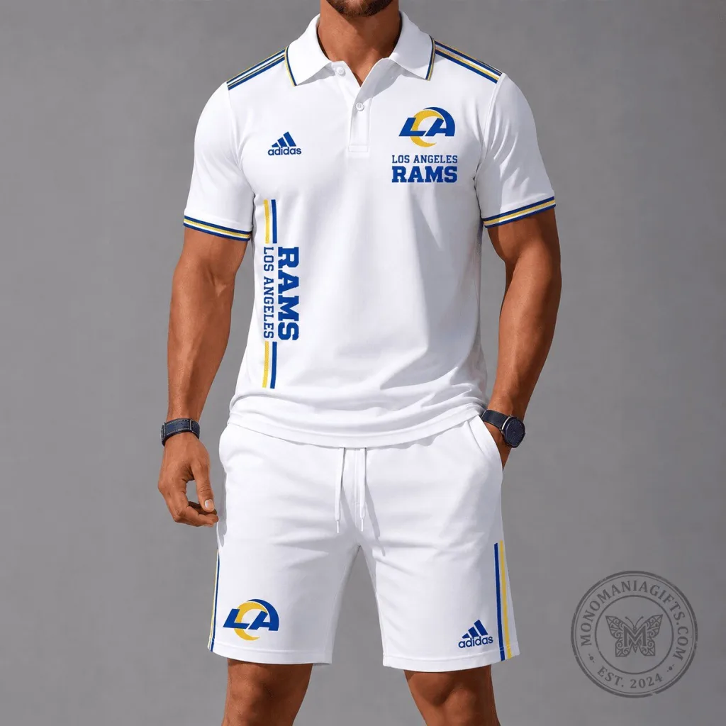 white-polo-shirt-of-the-national-football-league-featuring-los-angeles-rams-design-featured White Polo Shirt of the National Football League featuring Los Angeles Rams design