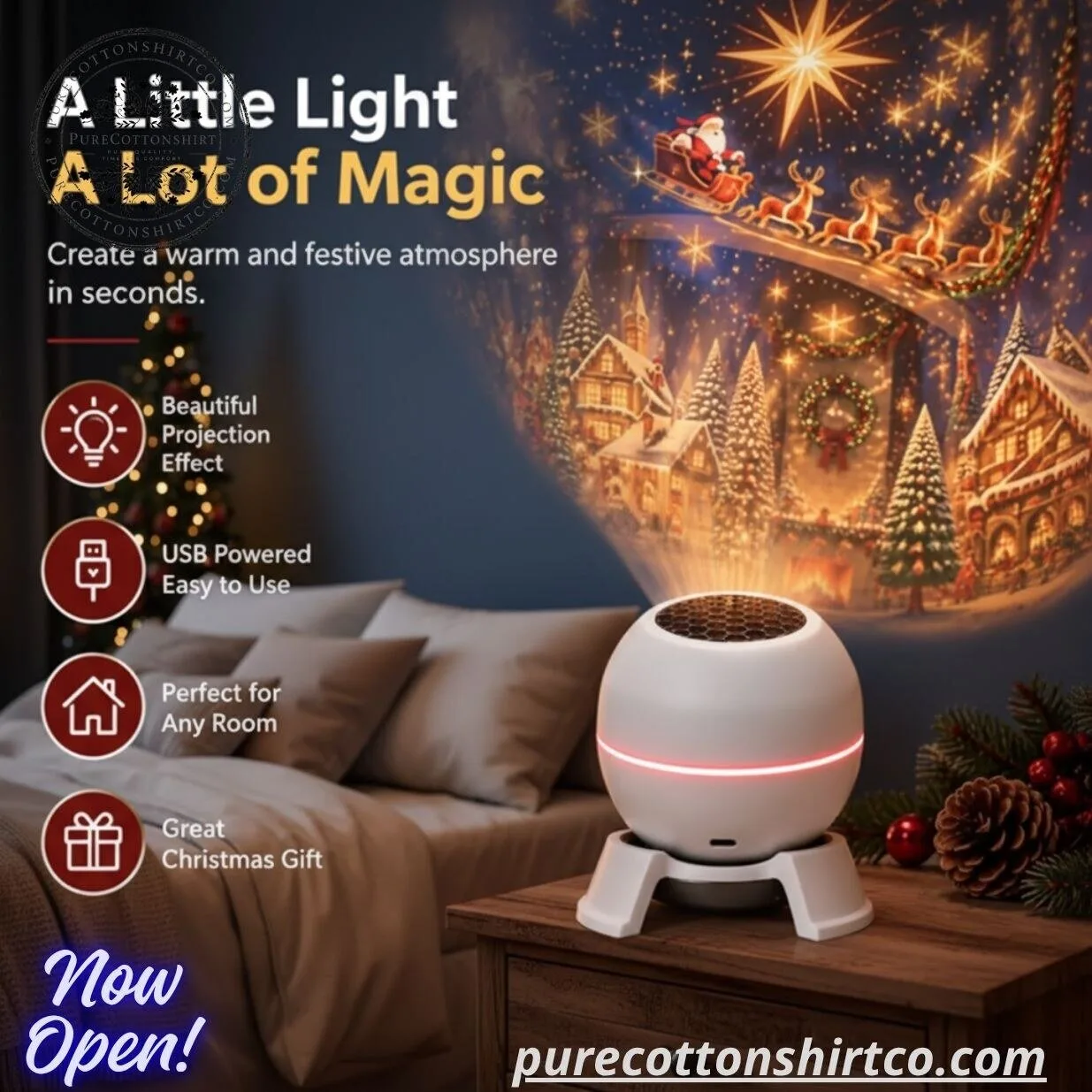 🎅 Turn Any Room Into a Christmas Wonderland – Holiday Projection Night Light