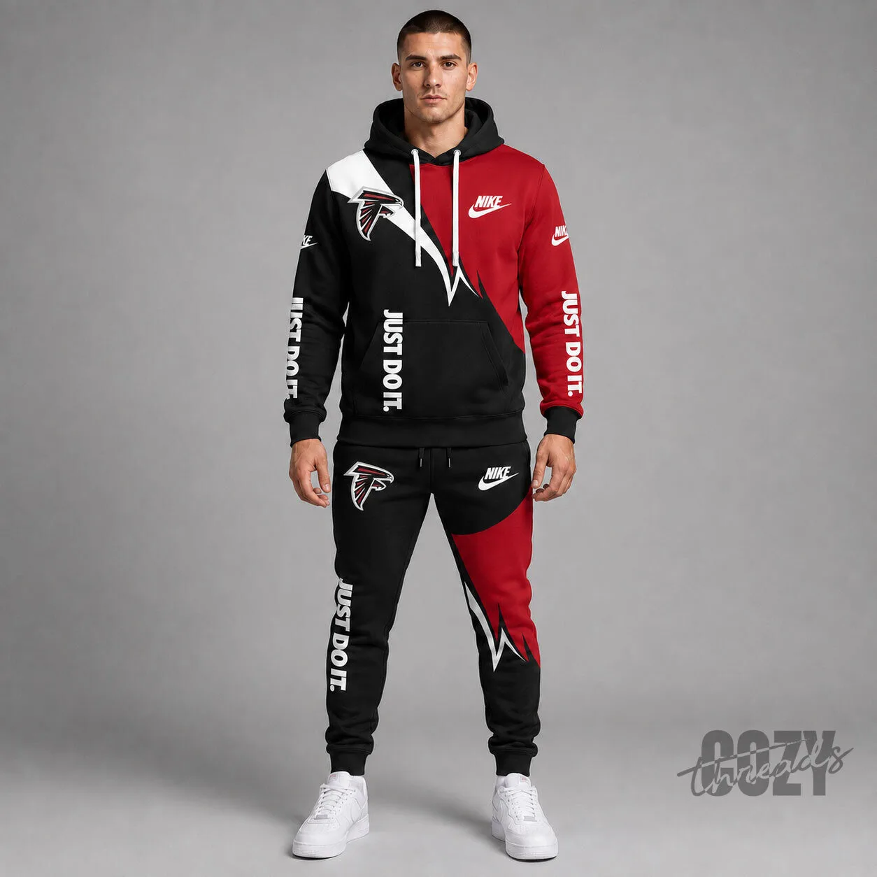 Atlanta Falcons Nike Just Do It Red and Black Hoodie and Jogger Pants Set