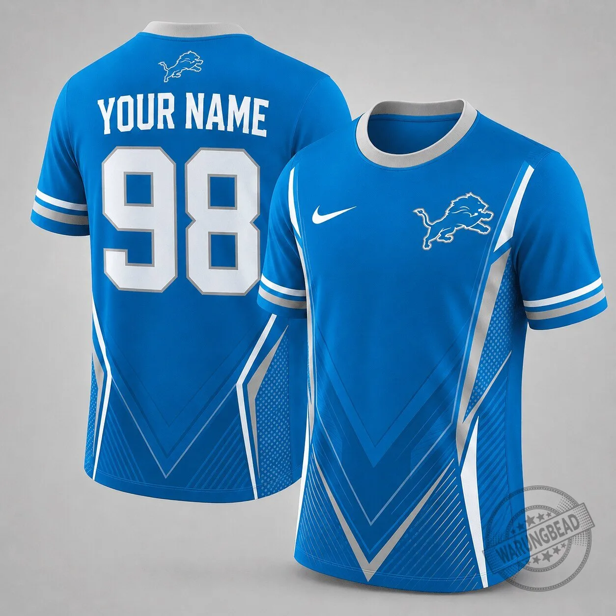 Detroit Lions Personalized Blue Athletic Football Team Fan Jersey