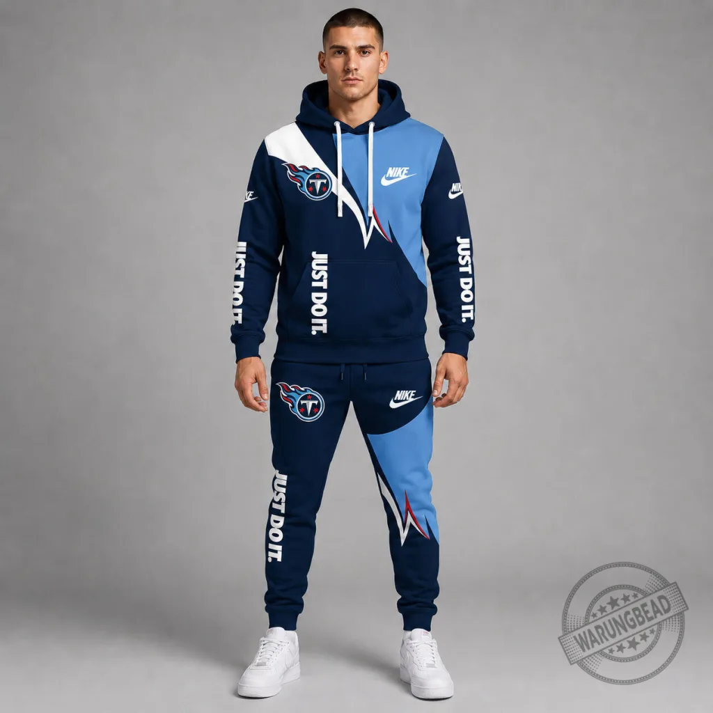 Tennessee Titans Nike Just Do It NFL Team Colors Hoodie and Sweatpants Set Tennessee Titans Nike Just Do It NFL Team Colors Hoodie and Sweatpants Set