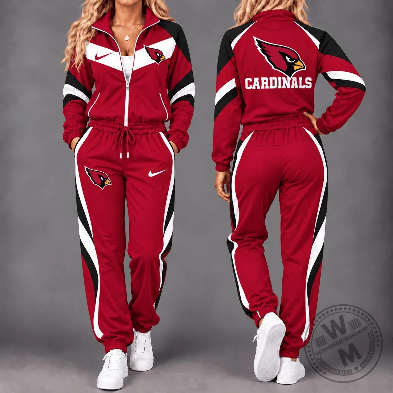 Arizona Cardinals NFL Team Red and Black Tracksuit with White Stripes