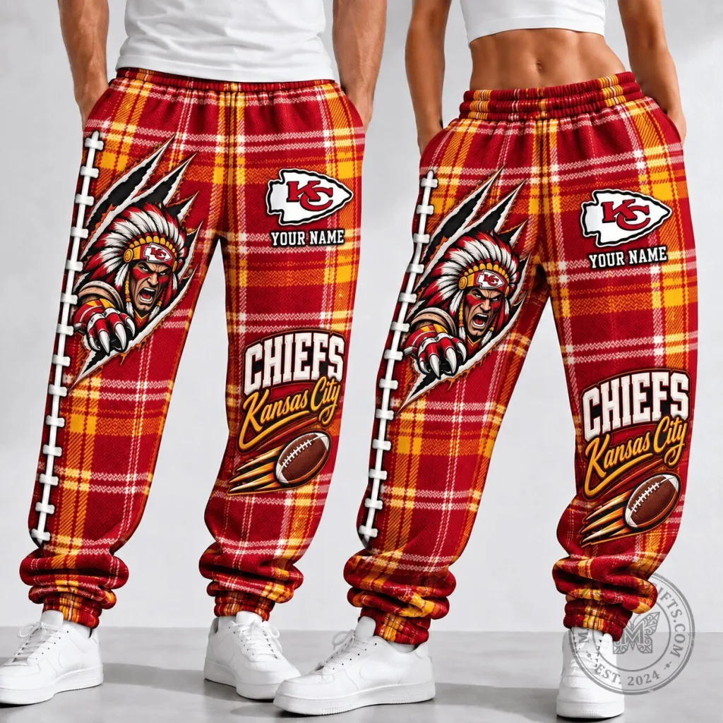 Kansas City Chiefs National Football League Plaid Custom Name Pants Kansas City Chiefs National Football League Plaid Custom Name Pants