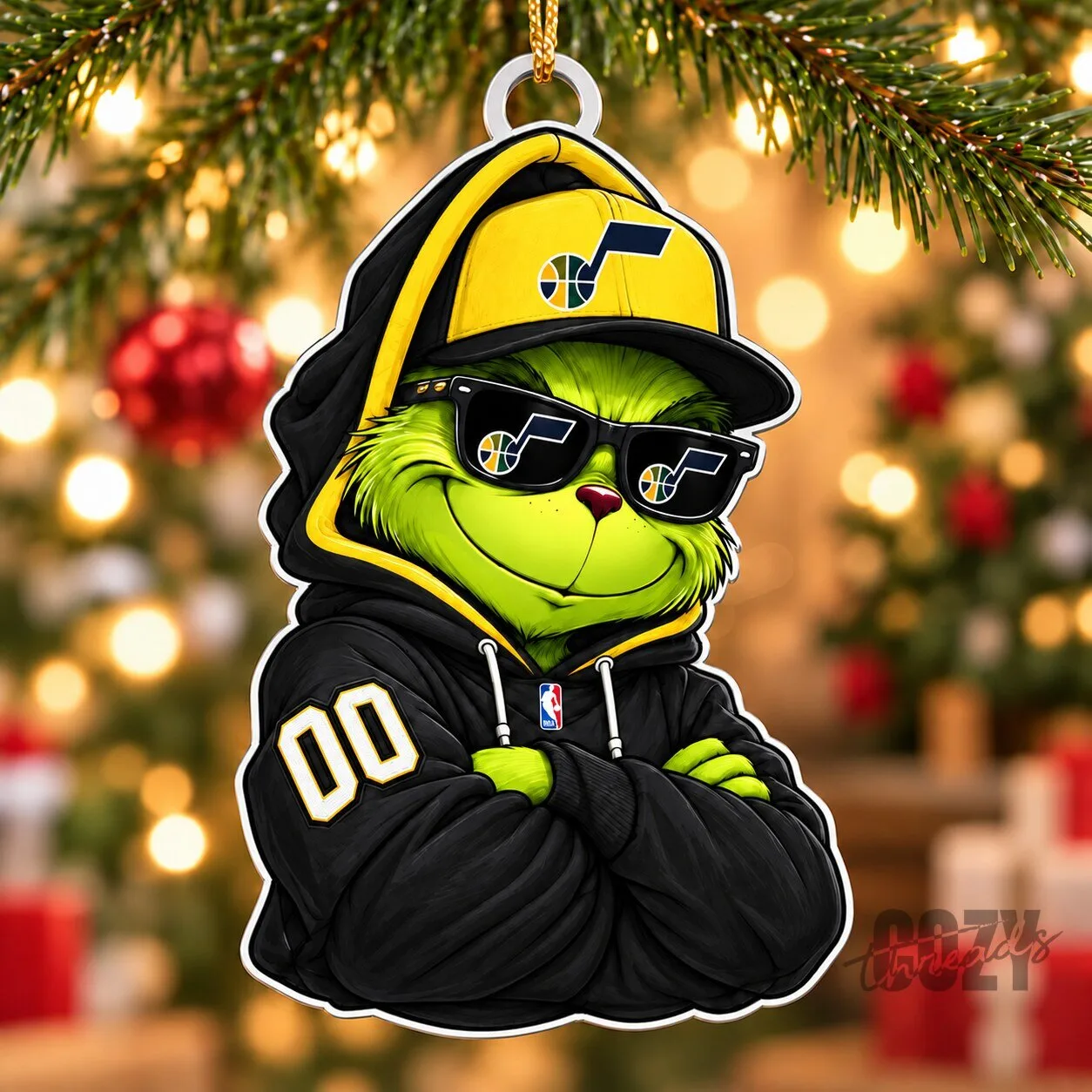 Utah Jazz Grinch Christmas Tree Ornament NBA Basketball Fan Gift