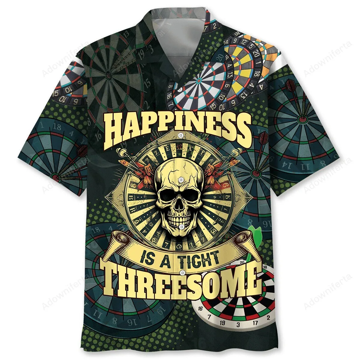 Dart Skull Happiness Is A Tight Threesome Hawaiian Shirt