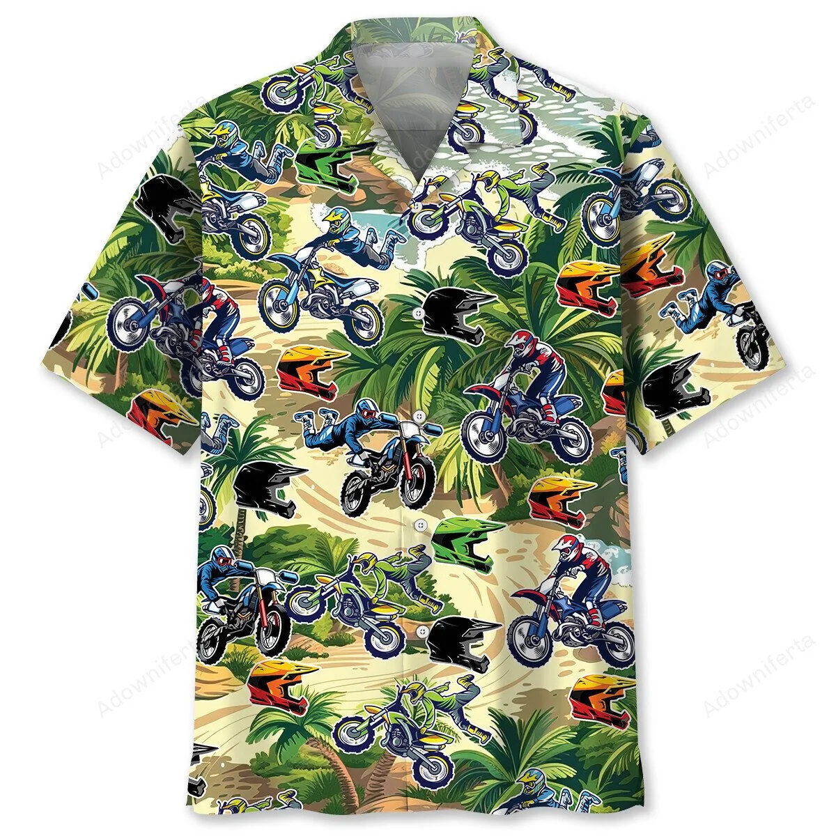 Dirt Bike Motocross Rider Tropical Palm Tree Hawaiian Shirt