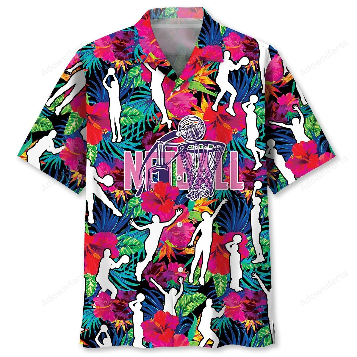 Netball Players Tropical Floral Hawaiian Shirt