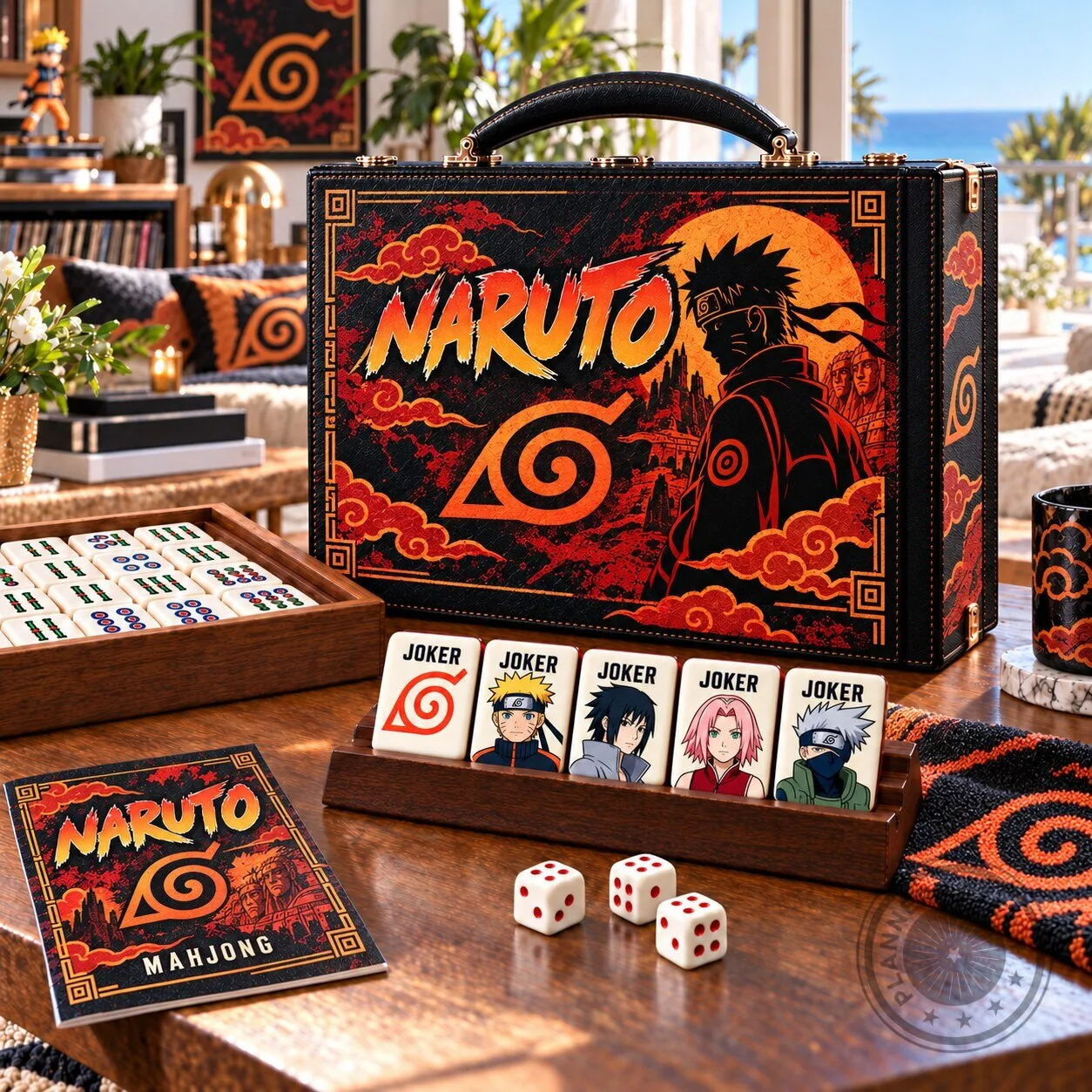 Naruto Shippuden Mahjong Game Set with Storage Case and Tiles
