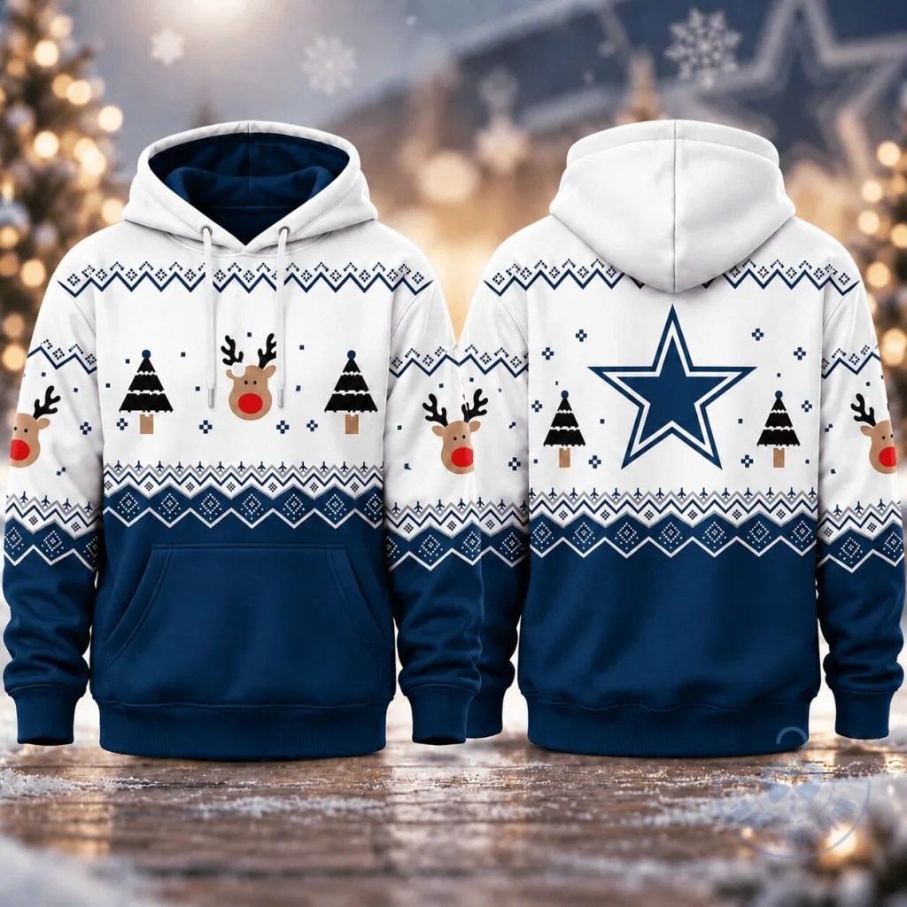 Dallas Cowboys Christmas Reindeer Tree Ugly Sweater Hoodie Dallas Cowboys Christmas Reindeer Tree Ugly Sweater Hoodie
