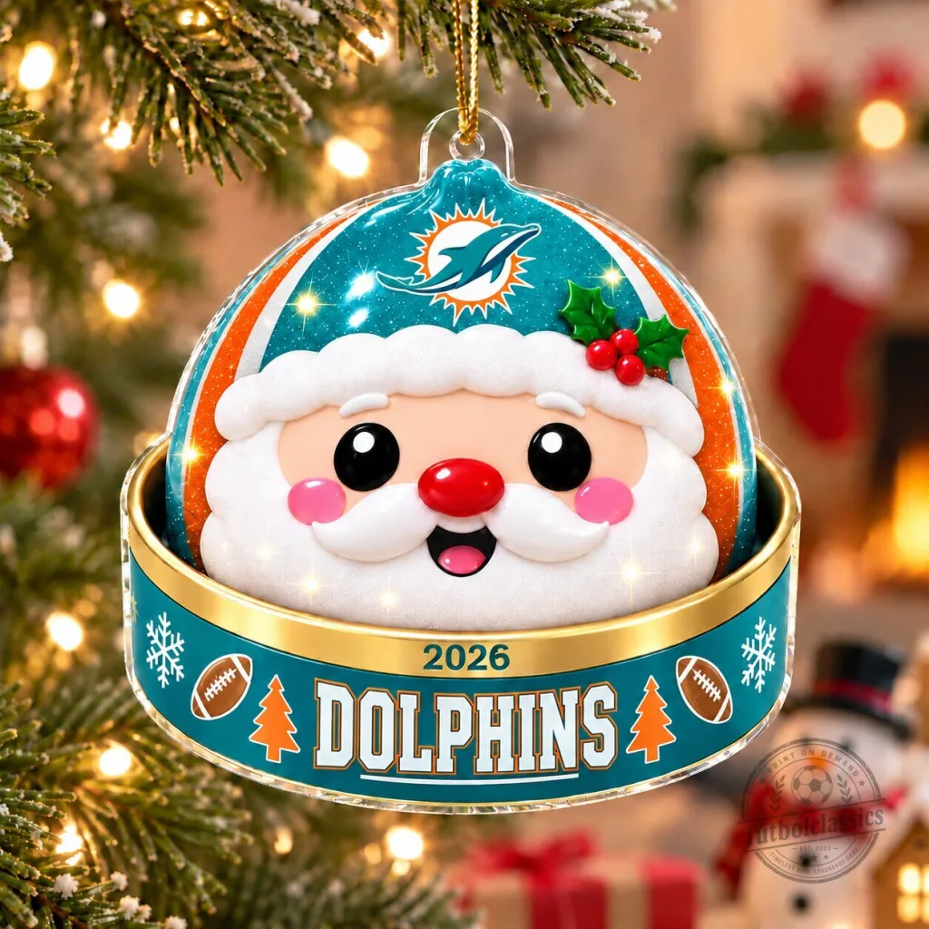 Miami Dolphins Santa Claus Christmas Custom Name Ornament Miami Dolphins Santa Claus Christmas Custom Name Ornament