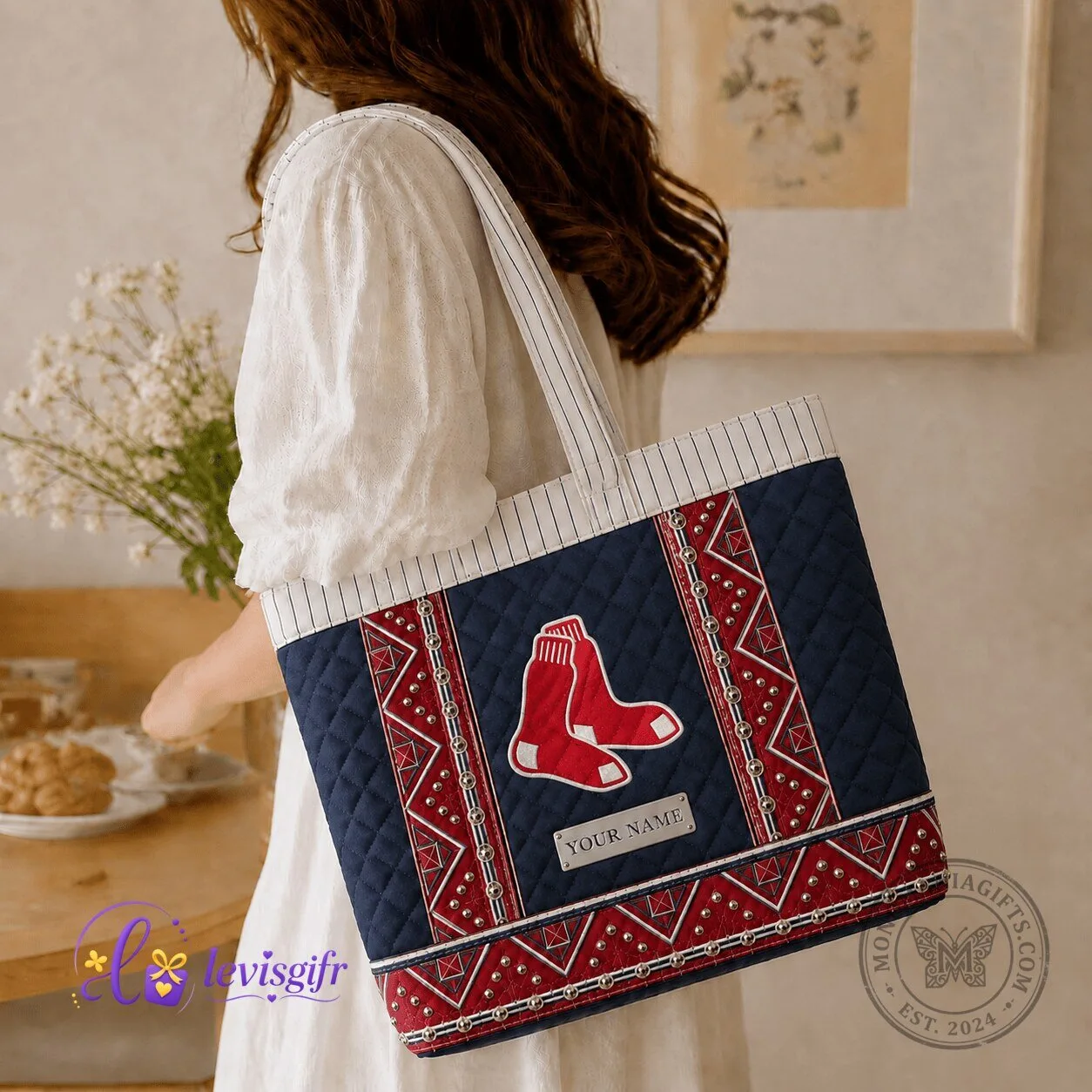 Boston Red Sox Baseball Quilted Tote Bag Personalized Gift For Fans 1 Boston Red Sox Baseball Quilted Tote Bag Personalized Gift For Fans
