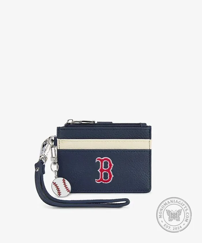 Boston Red Sox Baseball Card Holder Wallet with Baseball Charm