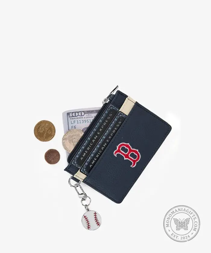 Boston Red Sox Baseball Card Holder Wallet with Baseball Charm 18 Boston Red Sox Baseball Card Holder Wallet with Baseball Charm