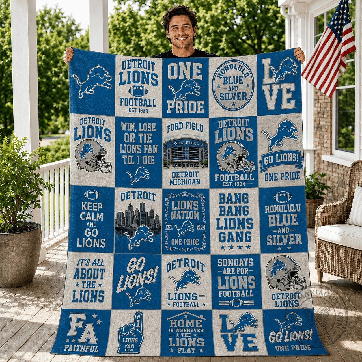 Detroit Lions Fan Premium Fleece Blanket - Custom Football Team Gifts