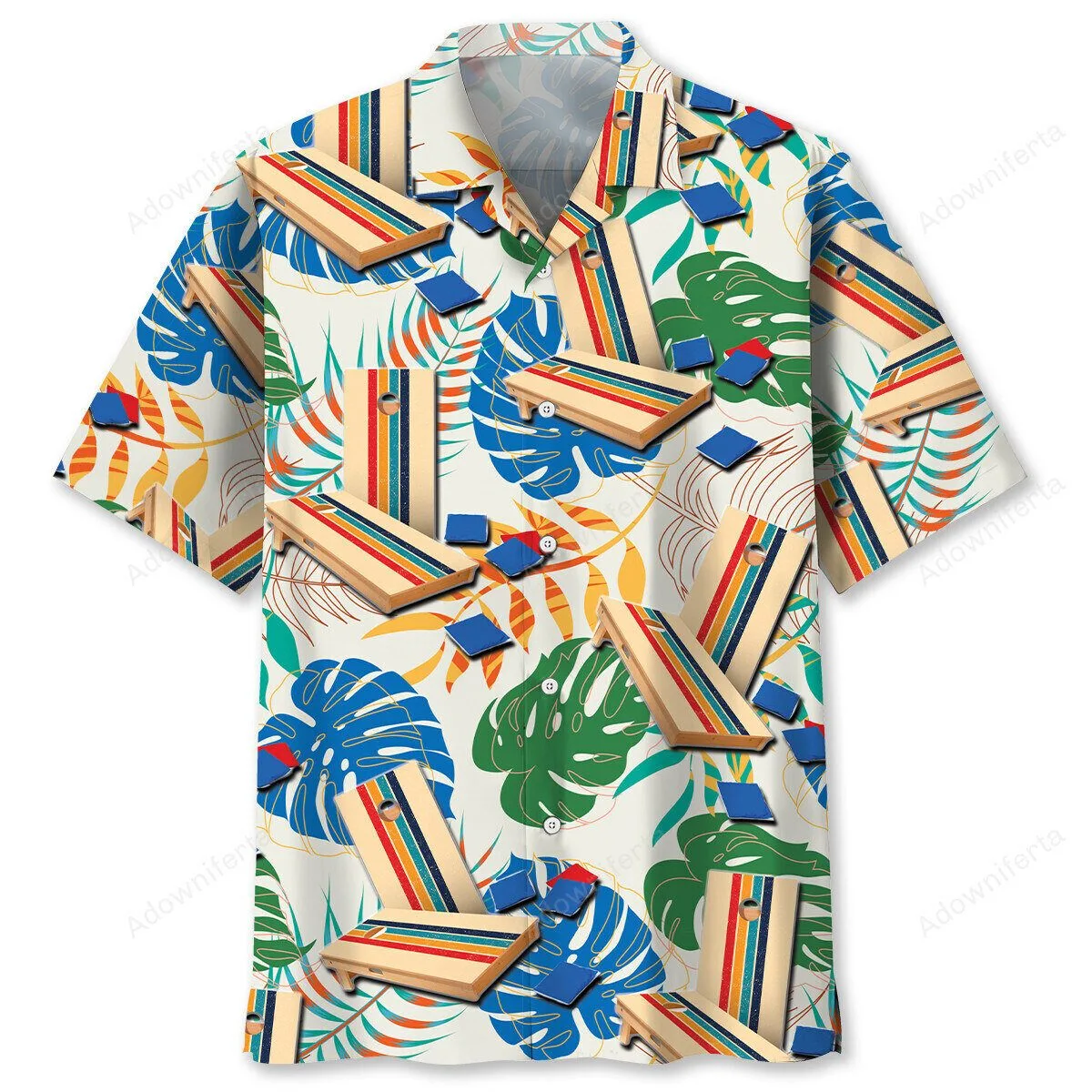 Cornhole Game Retro Tropical Hawaiian Shirt
