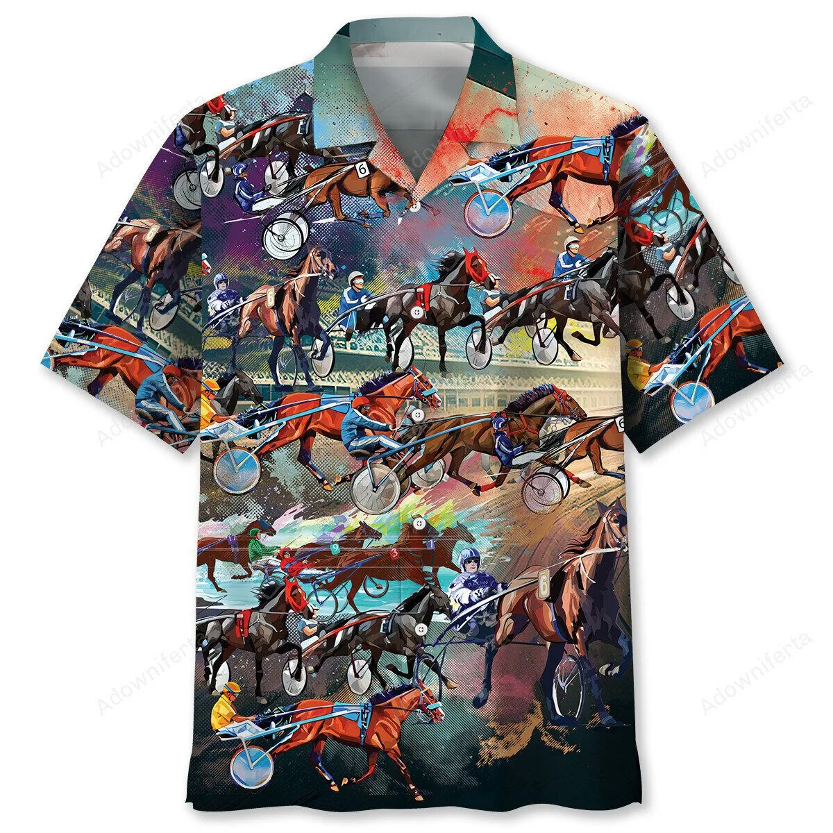 Harness Racing Racecourse Horse Racing Hawaiian Shirt