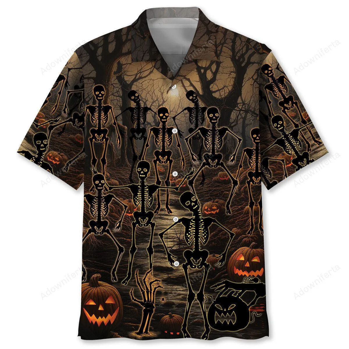 Creepy Forest Skeleton Dance Halloween Hawaiian Shirt