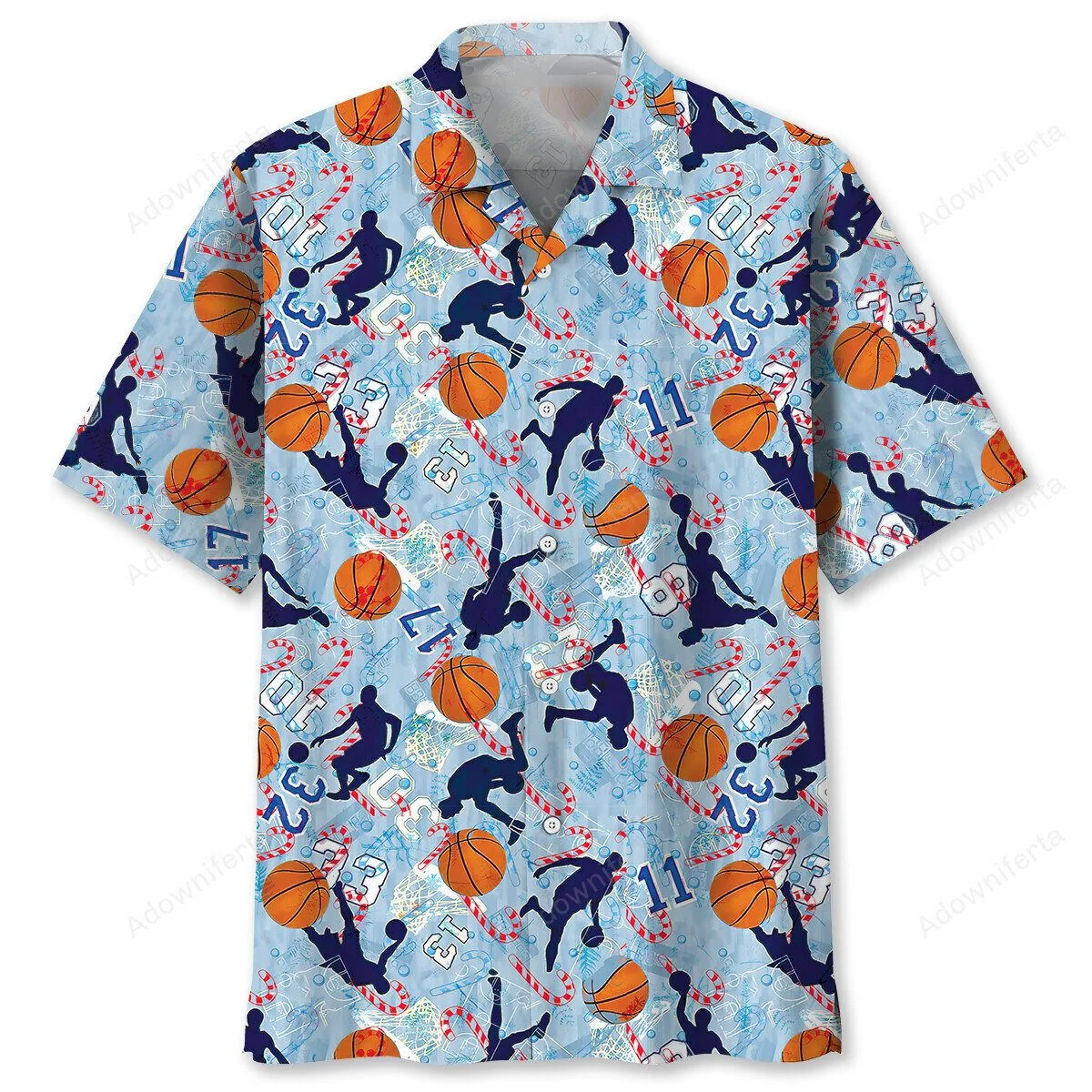 Basketball Christmas Candy Cane Sports Player Hawaiian Shirt