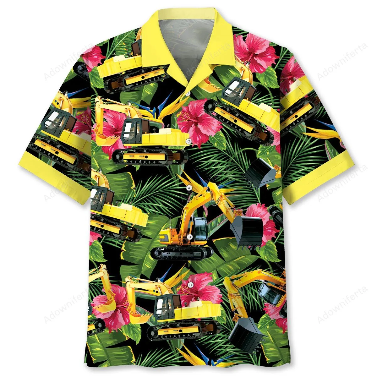 Excavator Construction Equipment Tropical Hawaiian Shirt