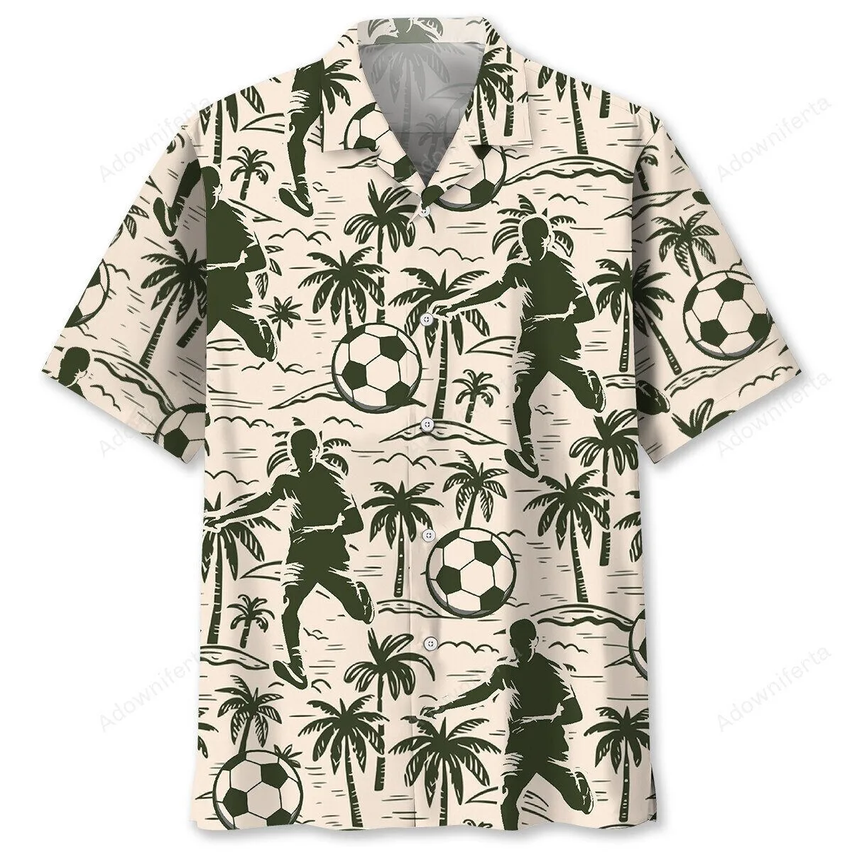 Football Soccer Player Tropical Palm Tree Hawaiian Shirt