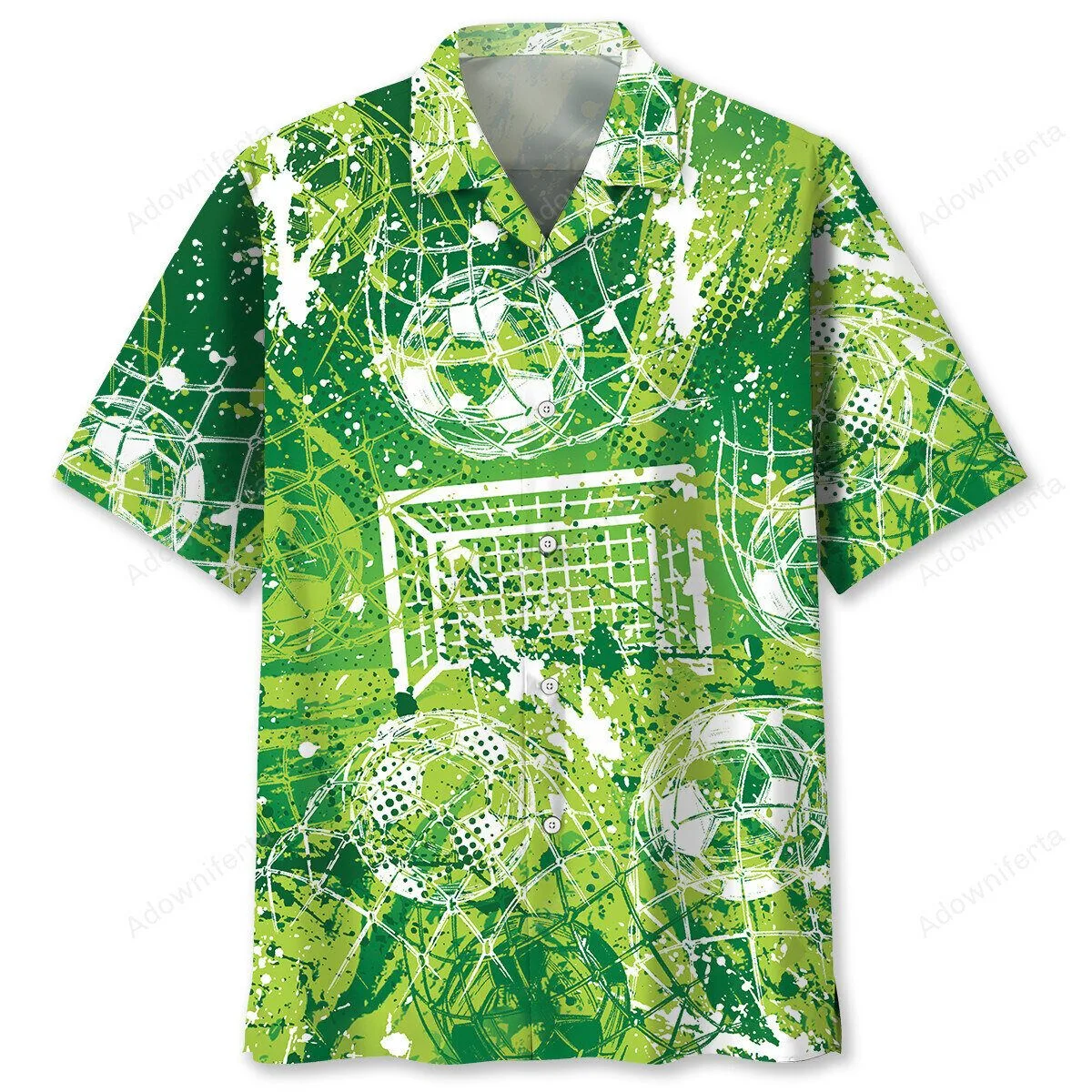 Football Goal Soccer Ball Green Splatter Pattern Hawaiian Shirt