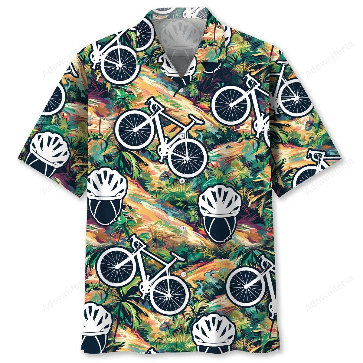 Cycling Tropical Terrain Pattern Hawaiian Shirt