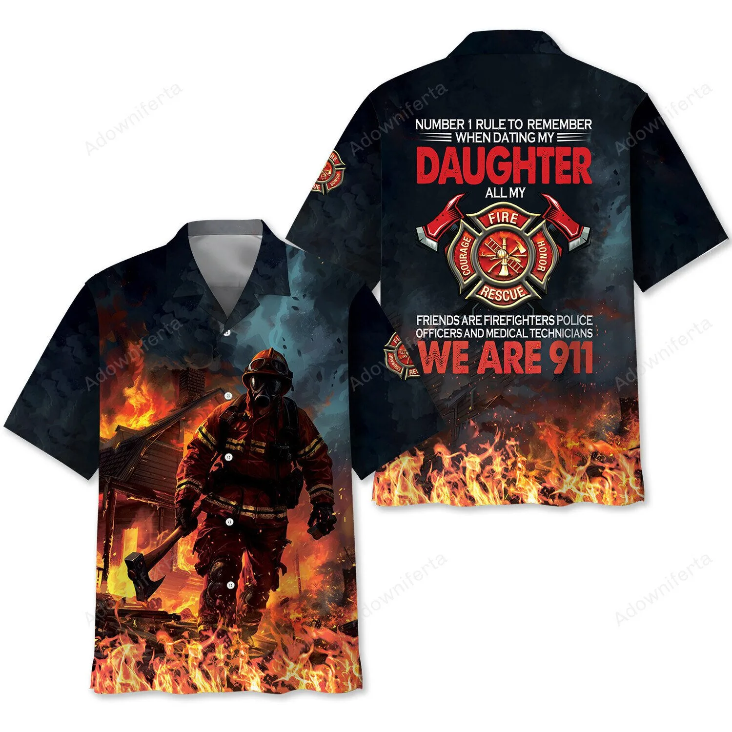 Firefighter We Are Nine Eleven All My Fire Rescue Courage Honor Hawaiian Shirt