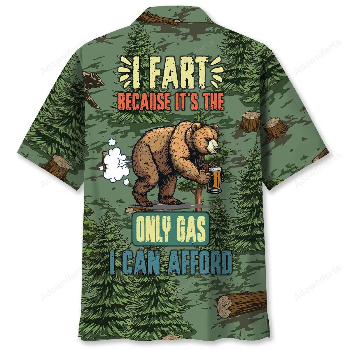 Funny Bear Fart Beer Drinker Humor Hawaiian Shirt