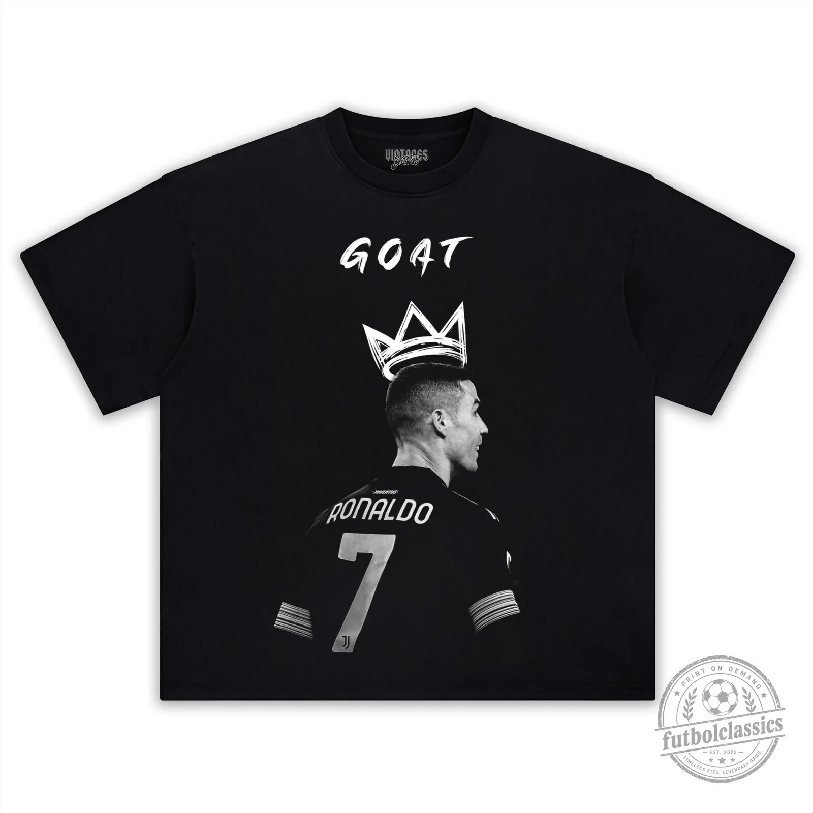 Cristiano Ronaldo GOAT Crown Number 7 Football Fan T-Shirt