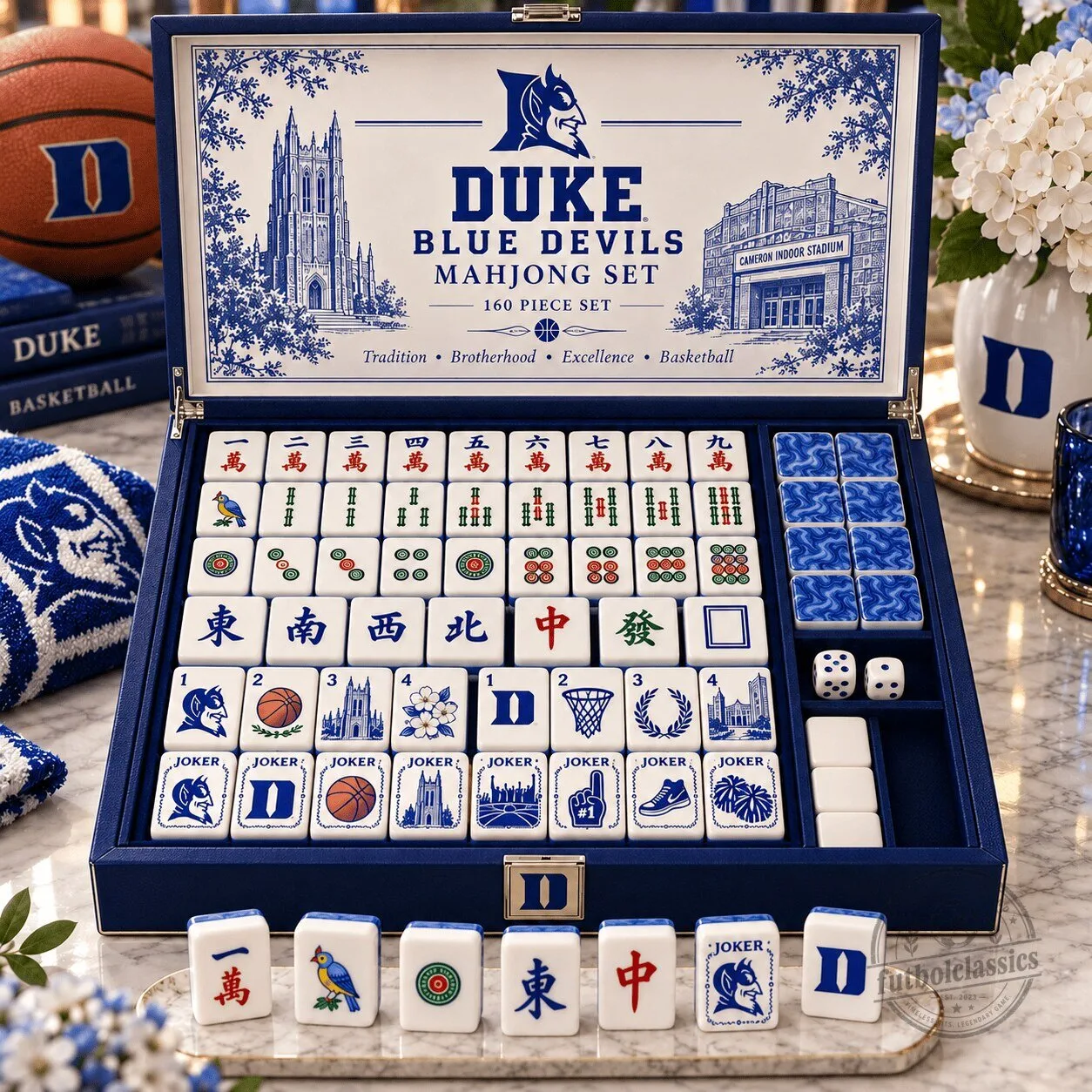 Duke Blue Devils Mahjong Game Set with 160 Tiles and Storage Case