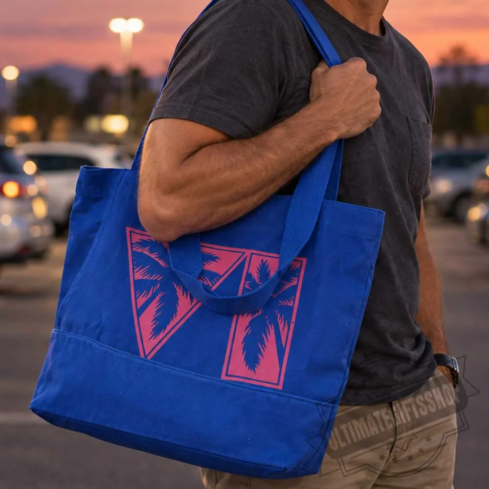 Rockstar Games GTA 6 Blue Pink Canvas Tote Bag (2) Rockstar Games GTA 6 Blue Pink Canvas Tote Bag – image 2 of 3