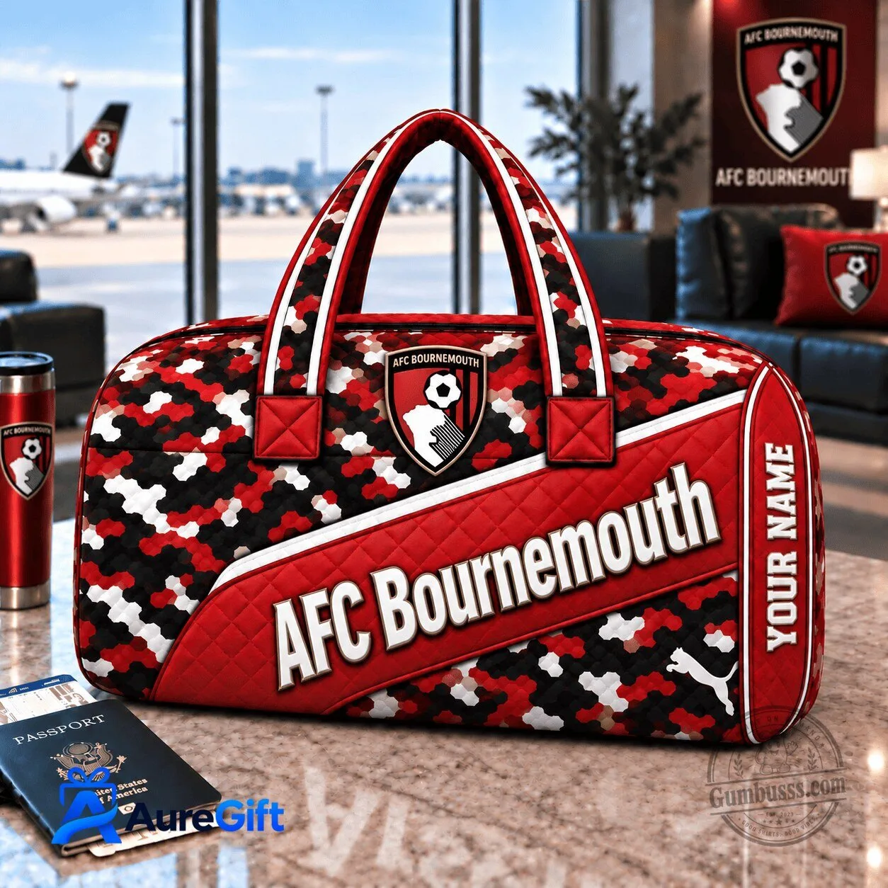 AFC Bournemouth Personalized Quilted Duffel Bag for Soccer Fans