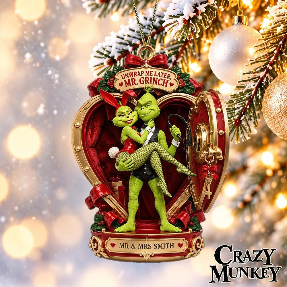Grinch Mr Mrs Christmas Couple Concept Fan Acrylic Ornament | Home Decor