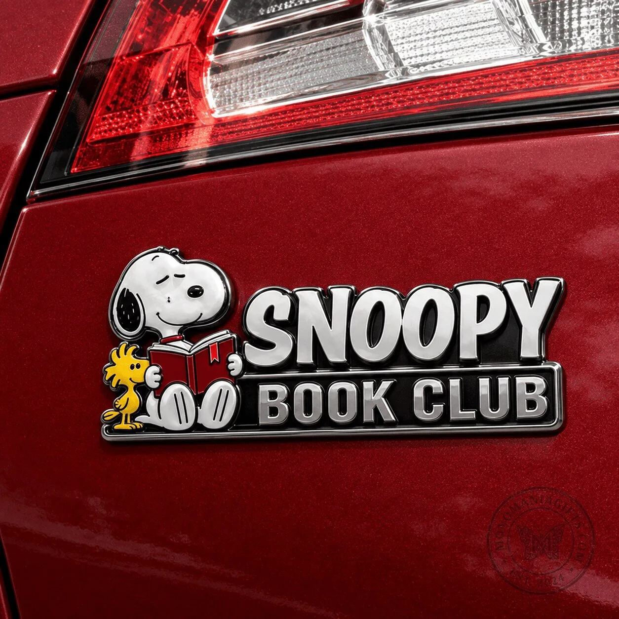 Snoopy Book Club Car Emblem Badge for Peanuts Comic Strip Fans