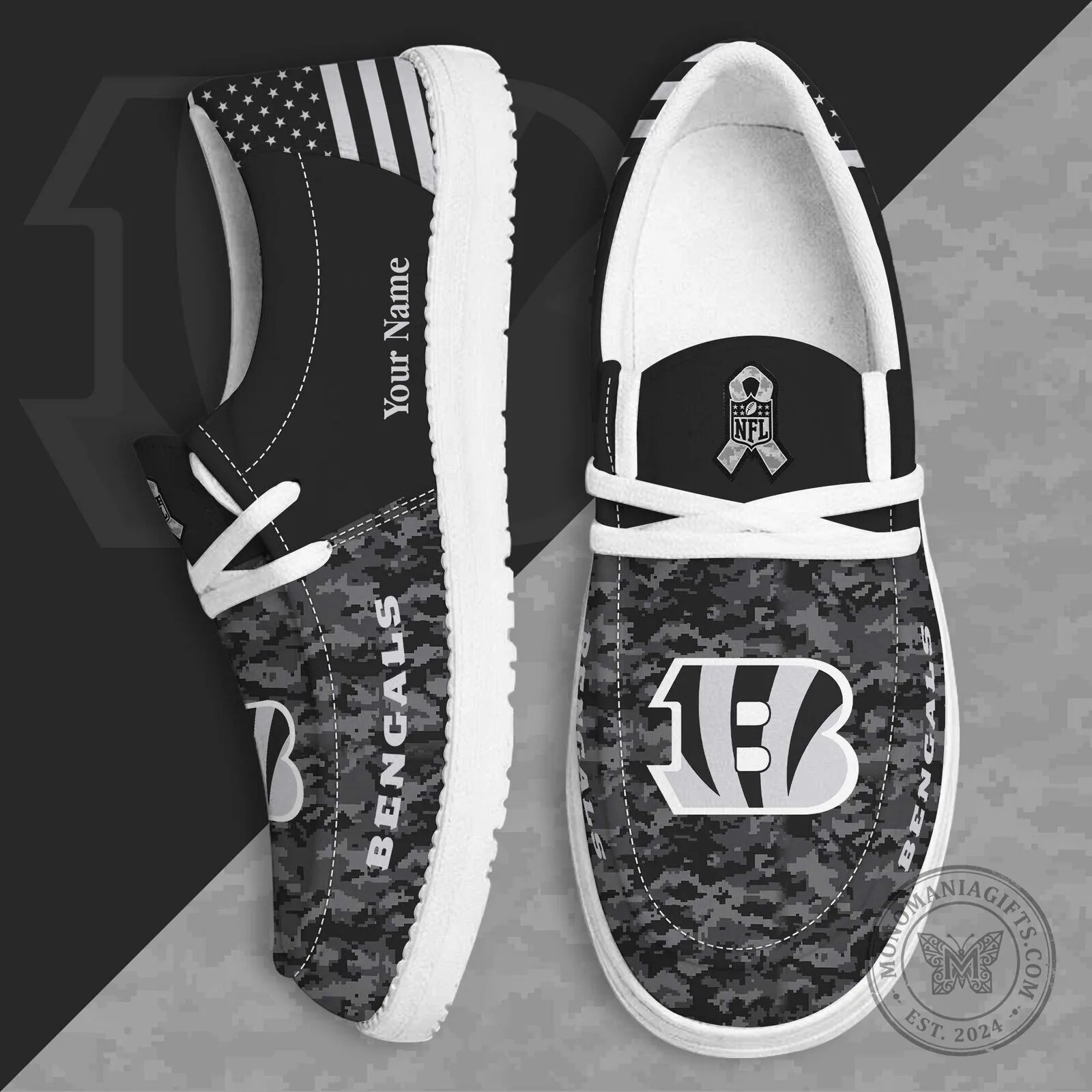 Cincinnati Bengals Salute To Service Custom Name Shoes