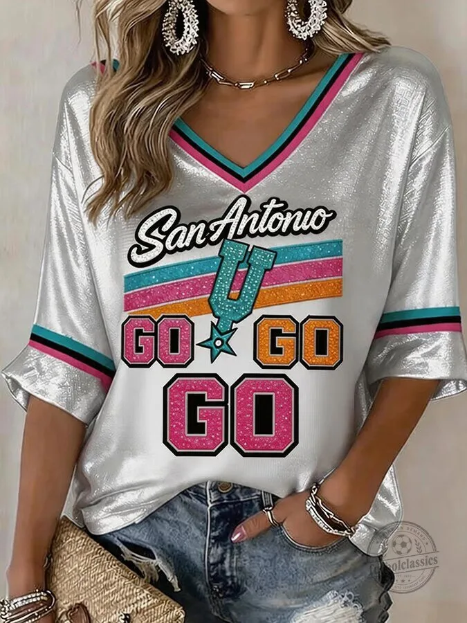 San Antonio Basketball Fan Shirt for Women, Sparkle Glitter Design T-Shirt 1 San Antonio Basketball Fan Shirt for Women, Sparkle Glitter Design T-Shirt