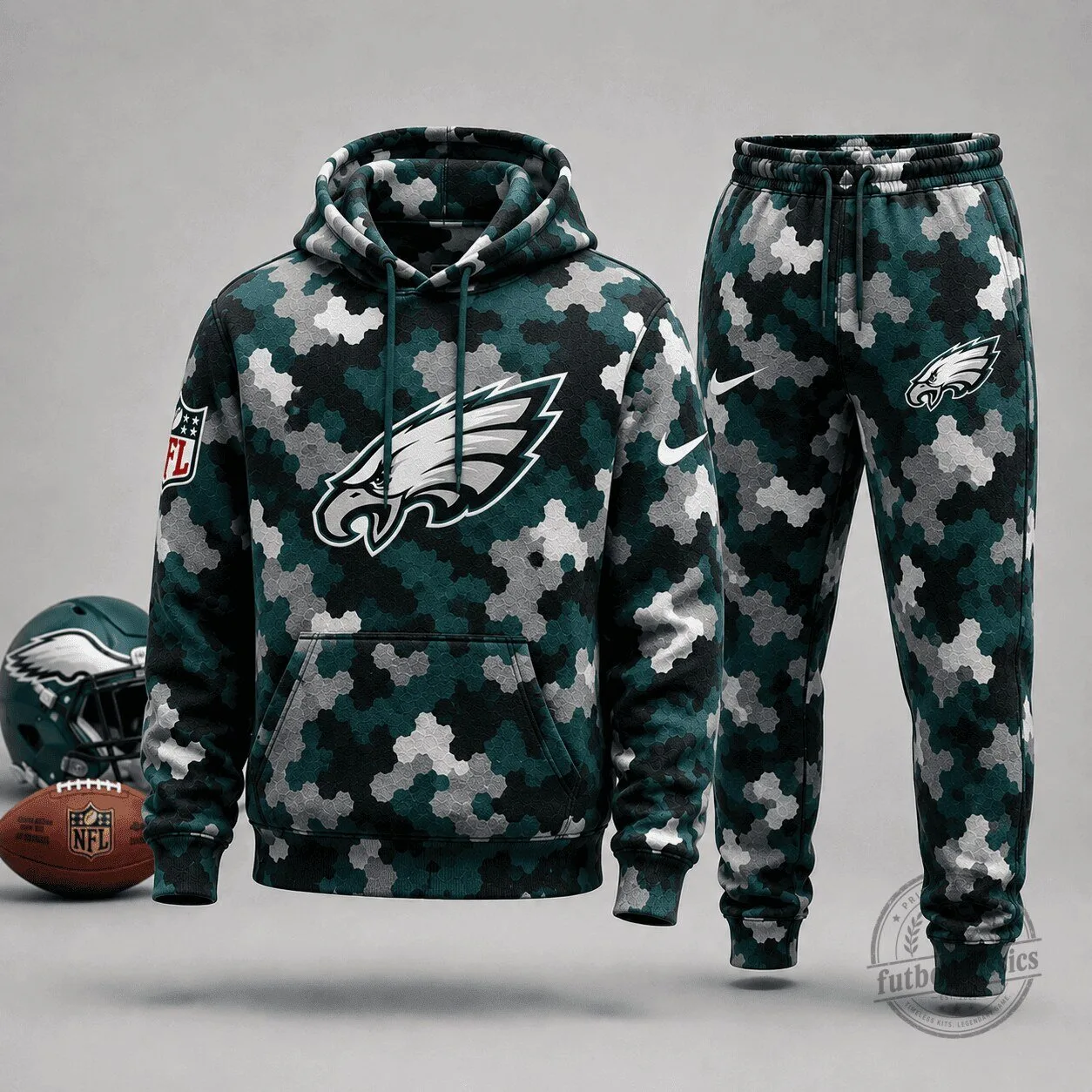 Philadelphia Eagles National Football League Camouflage Pattern Hoodie and Jogger Pants Set