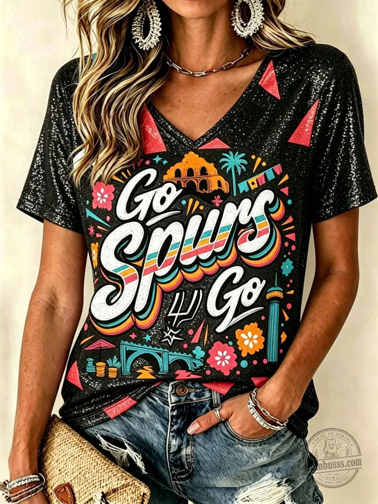 Go Spurs Go Basketball Fan Shirt for Women, San Antonio Spurs T-Shirt