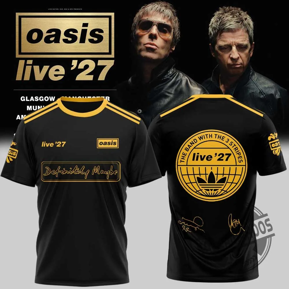 Oasis Live '27 Definitely Maybe Black Gold Shirt (1) Oasis Live '27 Definitely Maybe Black Gold Shirt