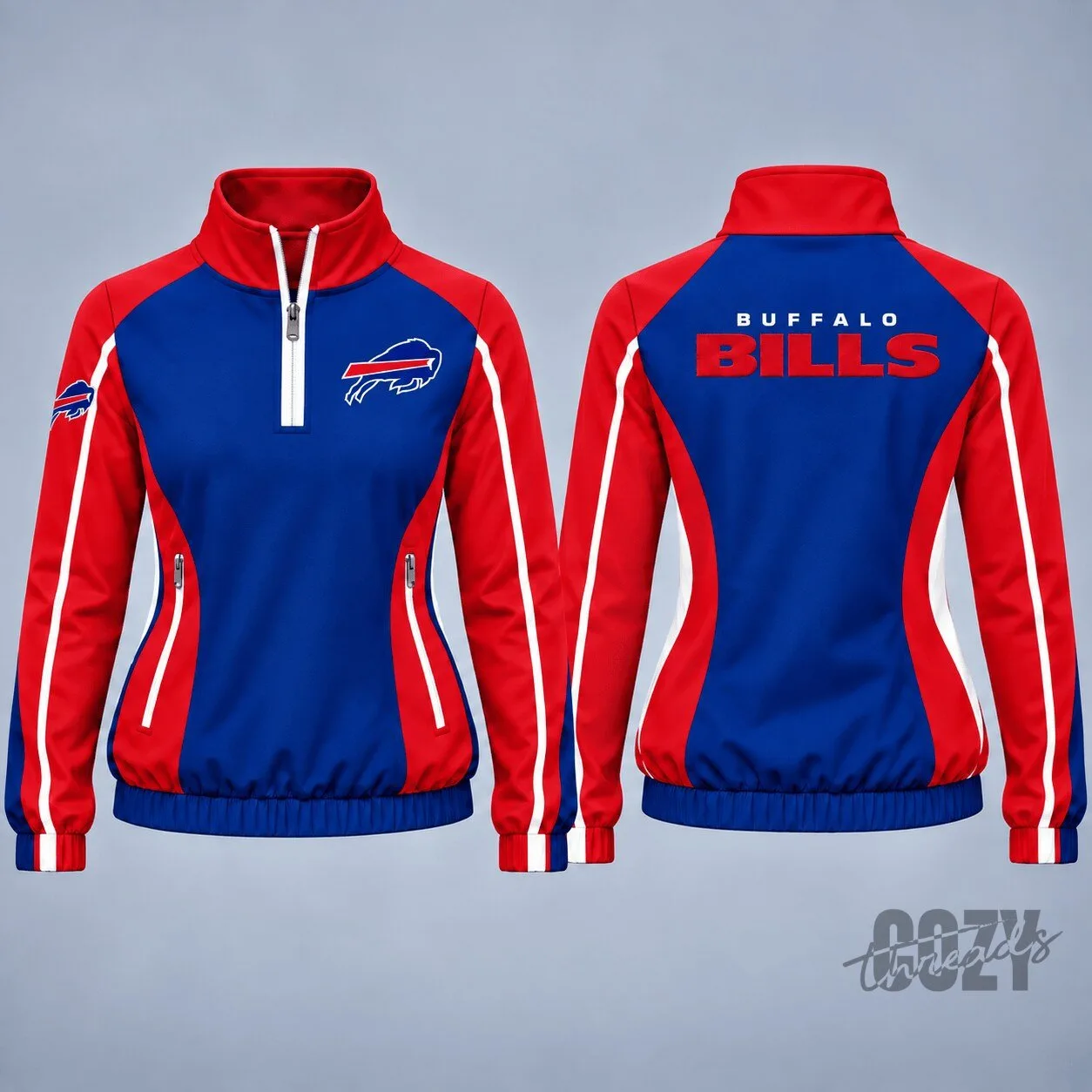 Buffalo Bills NFL Colorblock Quarter-Zip Pullover Jacket 1 Buffalo Bills NFL Colorblock Quarter-Zip Pullover Jacket