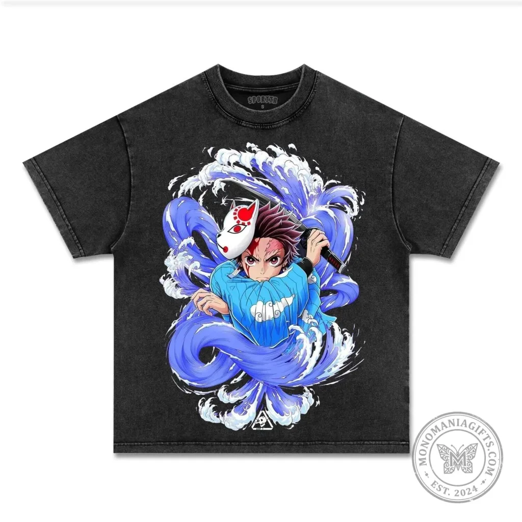 Demon Slayer Tanjiro Kamado Anime Inspired Vintage Washed T-Shirt Demon Slayer Tanjiro Kamado Anime Inspired Vintage Washed T-Shirt