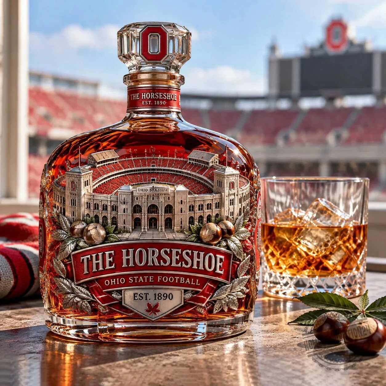 Ohio State Football The Horseshoe Stadium Whiskey Bottle