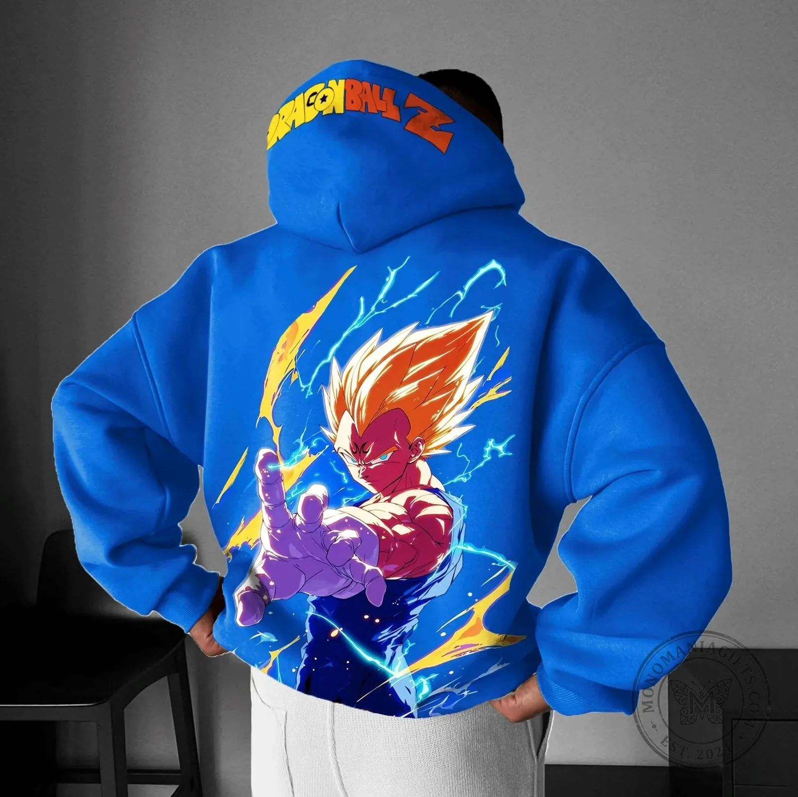 Dragon Ball Z Vegeta Super Saiyan Blue Lightning Anime Graphic Hoodie