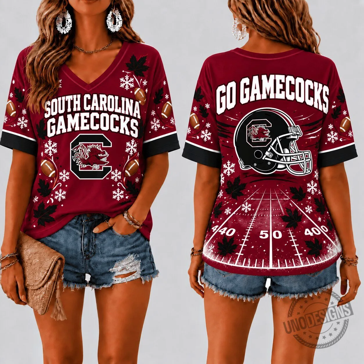 South Carolina Gamecocks Football Fall Season V-Neck T-Shirt