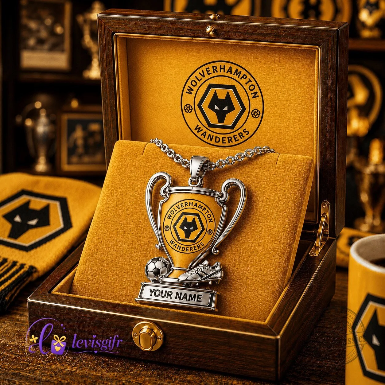 Wolverhampton Wanderers Football Club Trophy Personalized Necklace